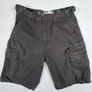 Plugg Cargo Shorts Mens 32 Flat Front Seven Pockets Camo Inside Dark Gray